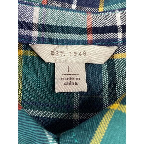 C Est 1946 Shirt Womens Large Green Plaid Button Up Long Sleeve Collar - Picture 2 of 9